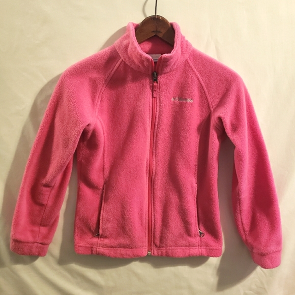 COLUMBIA | Pink Zip Front Fleece Jacket Girls Kids M 10/12 - Picture 1 of 10